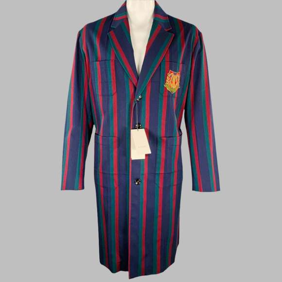 GUCCI Other - GUCCI 2019 Black Burgundy Stripe Wool Overcoat